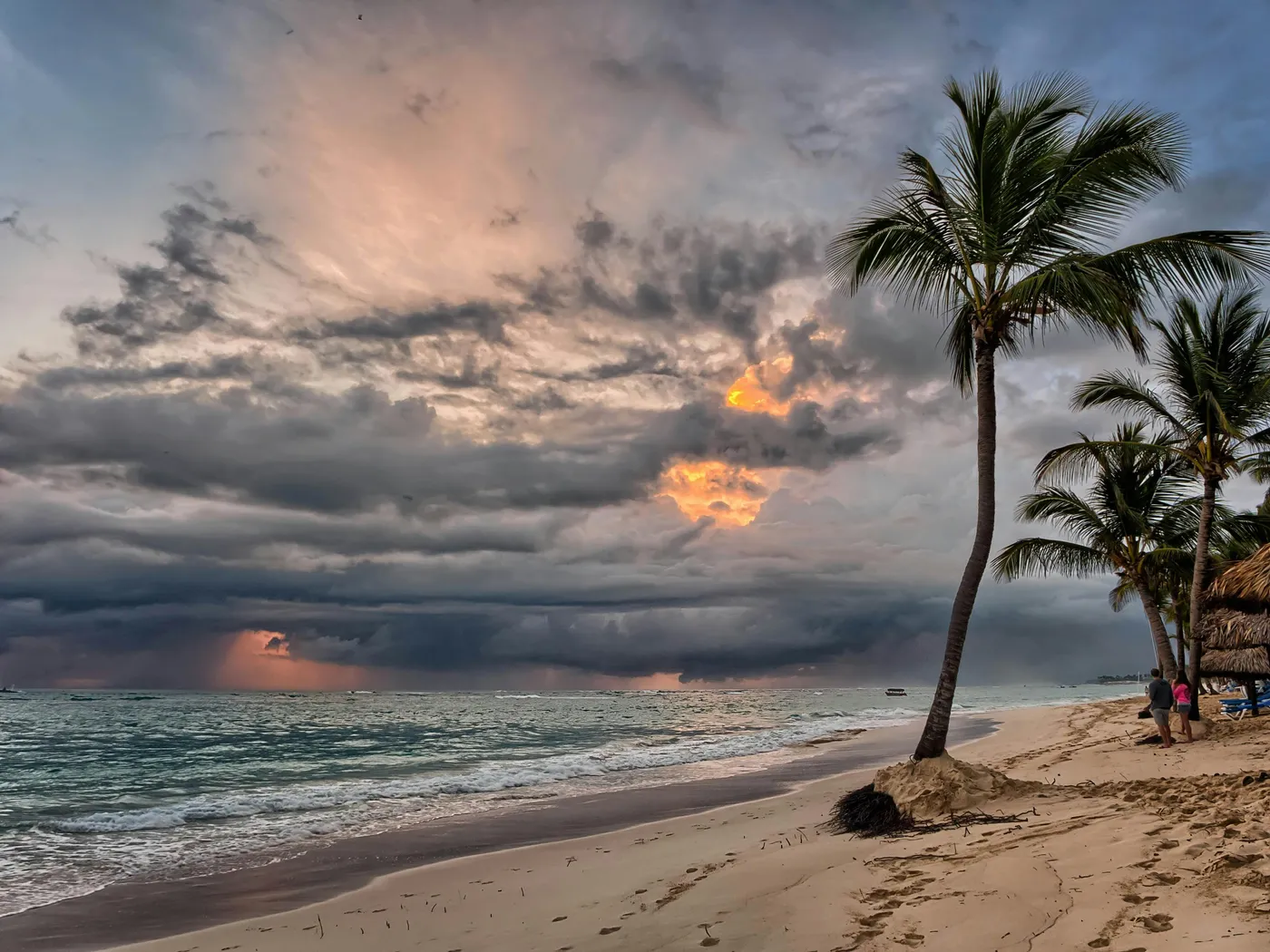 Beautiful Punta Cana beach with palm trees