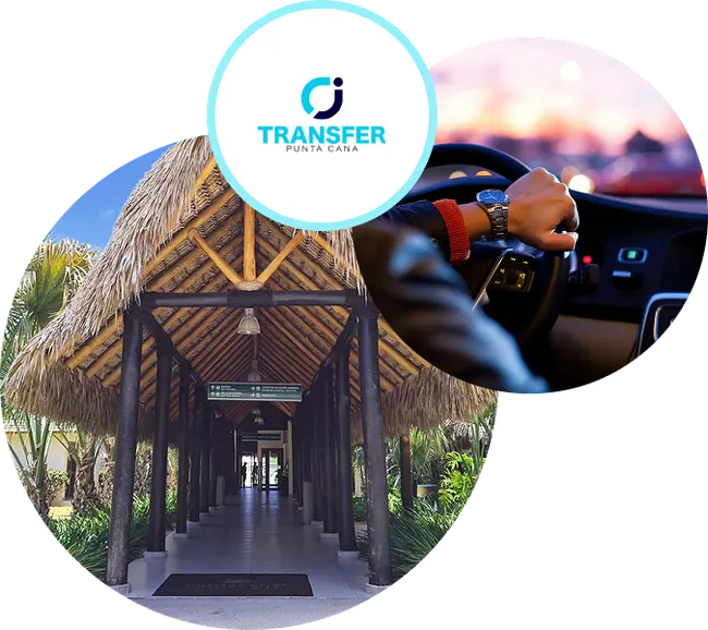 Professional transfer service illustration with modern vehicle and airport