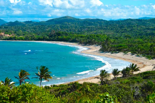 Beach and mountains on the Puerto Plata coastline