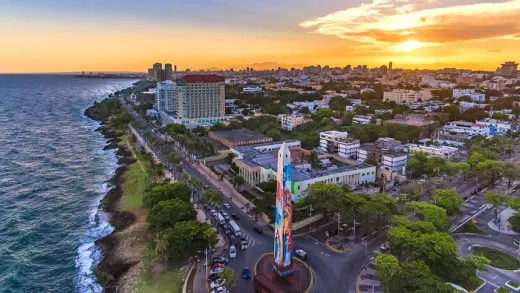 Sunset over the Malecon waterfront in Santo Domingo