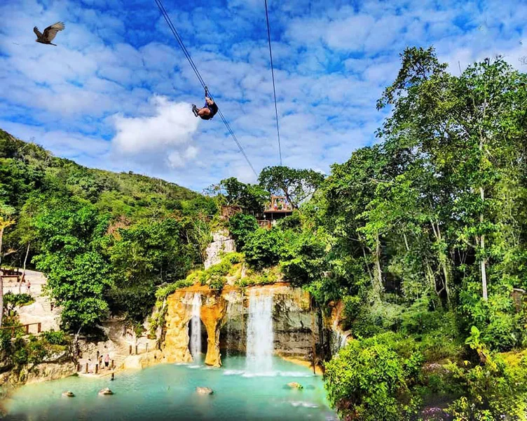 Zip line adventure through jungle