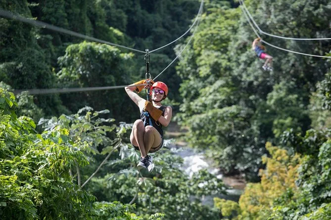 Soaring on 800-meter zip line